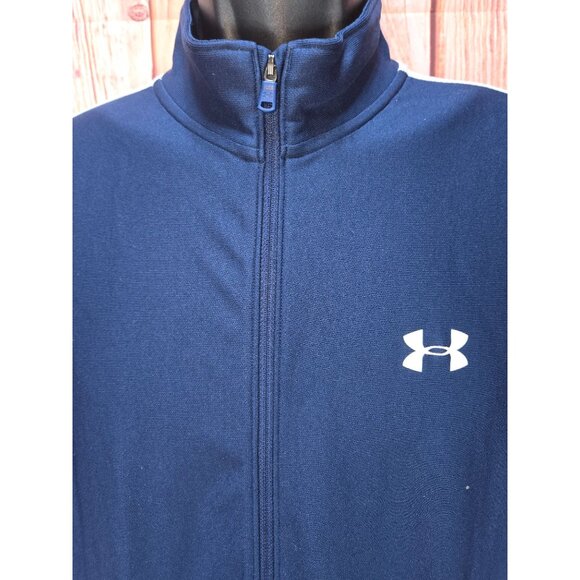 Under Armour Mens Navy Fitted Full-Zip Track Jacket Large - Picture 6 of 8